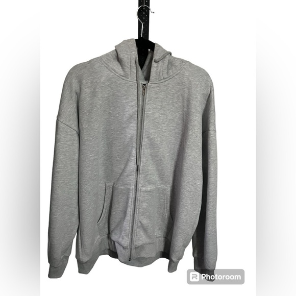 NWT E Fan Gray Hooded Zip Up Sweatshirt Sz XL - Picture 1 of 7